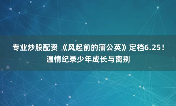专业炒股配资 《风起前的蒲公英》定档6.25！温情纪录少年成长与离别